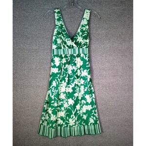 Vintage City Triangles Size S White Green Floral Y2K 90S Bloomcore Dress Summer